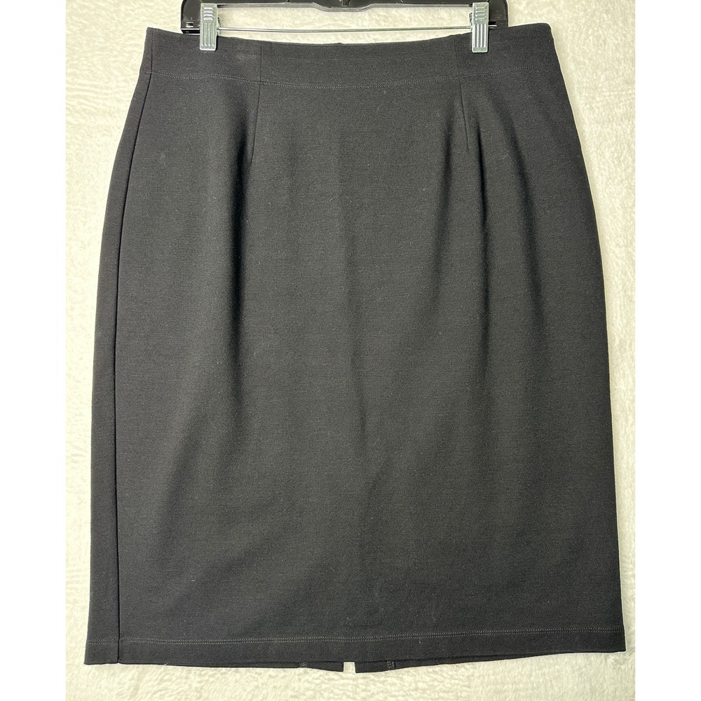 Eileen Fisher Skirt Womens Large Black Italian Fabric Pencil Back Vent